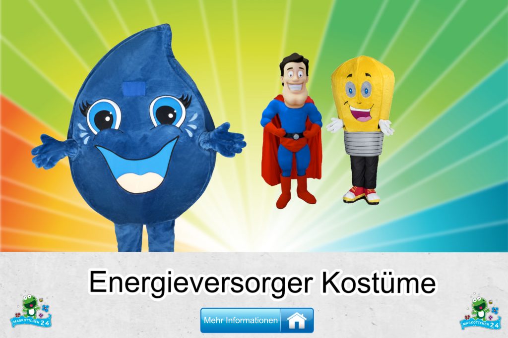 Energieversorger Kostüme Maskottchen Karneval Produktion Firma Bau